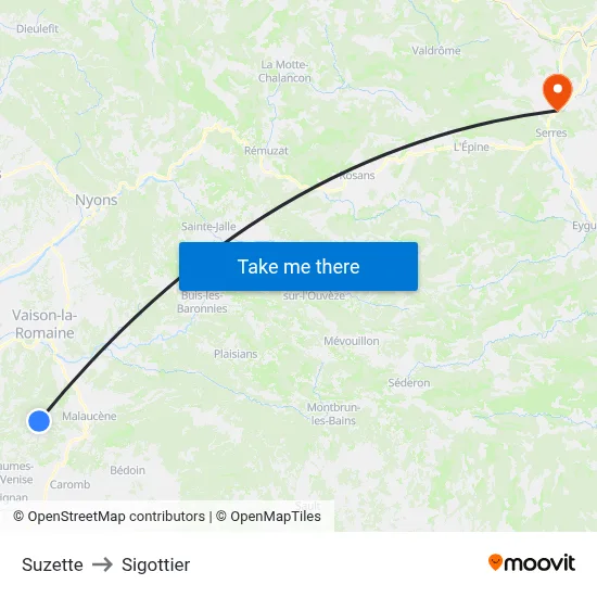 Suzette to Sigottier map