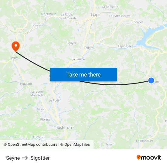 Seyne to Sigottier map