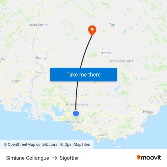 Simiane-Collongue to Sigottier map