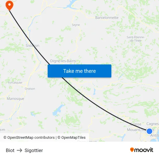 Biot to Sigottier map