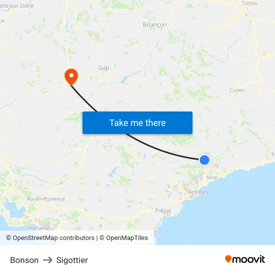 Bonson to Sigottier map