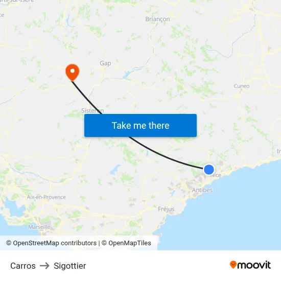Carros to Sigottier map