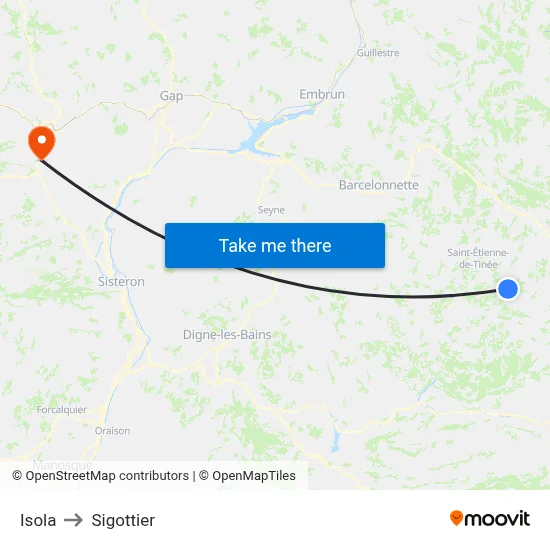 Isola to Sigottier map