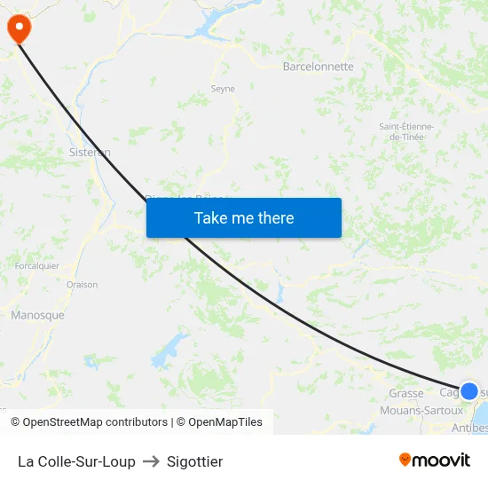 La Colle-Sur-Loup to Sigottier map