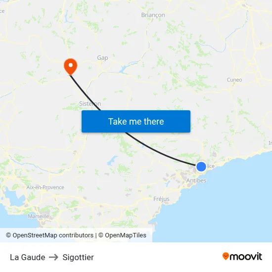 La Gaude to Sigottier map
