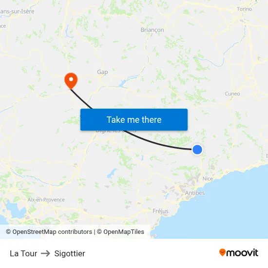 La Tour to Sigottier map
