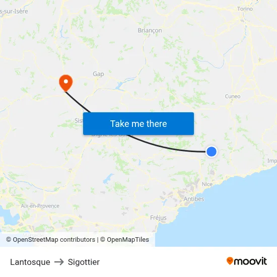 Lantosque to Sigottier map