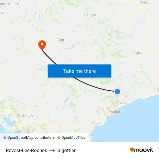 Revest-Les-Roches to Sigottier map