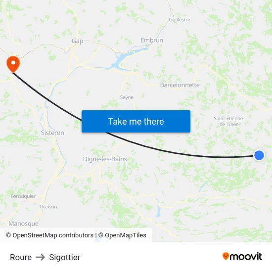 Roure to Sigottier map