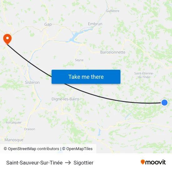 Saint-Sauveur-Sur-Tinée to Sigottier map