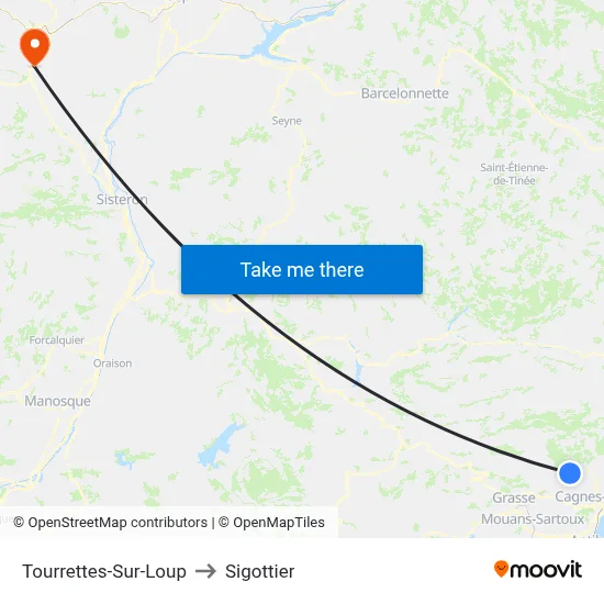 Tourrettes-Sur-Loup to Sigottier map