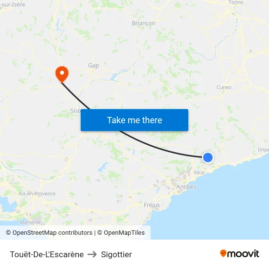 Touët-De-L'Escarène to Sigottier map