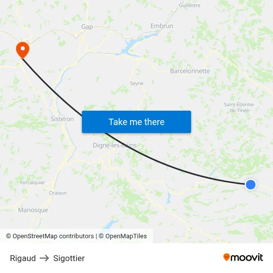 Rigaud to Sigottier map