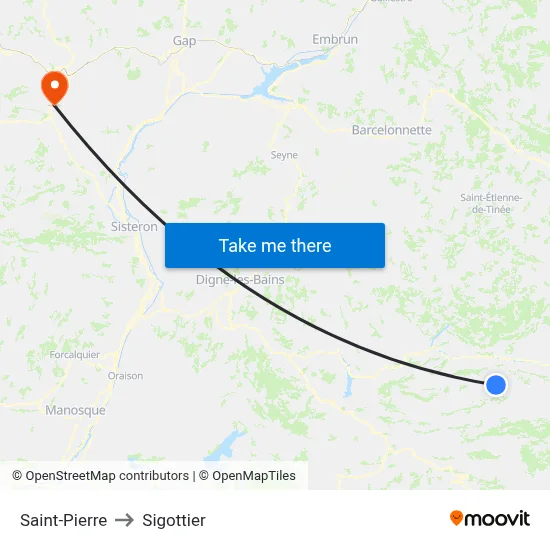 Saint-Pierre to Sigottier map