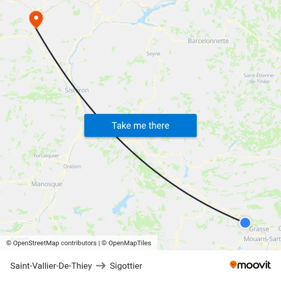 Saint-Vallier-De-Thiey to Sigottier map