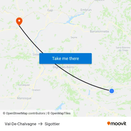 Val-De-Chalvagne to Sigottier map