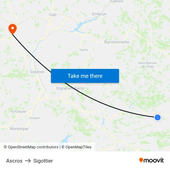 Ascros to Sigottier map