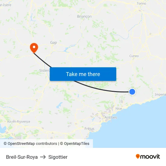 Breil-Sur-Roya to Sigottier map