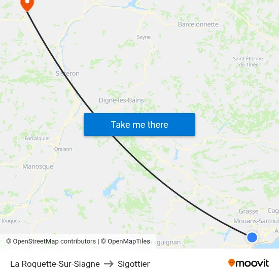 La Roquette-Sur-Siagne to Sigottier map