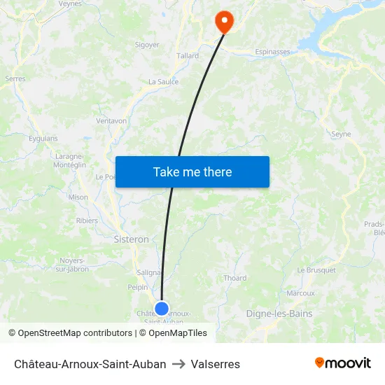 Château-Arnoux-Saint-Auban to Valserres map