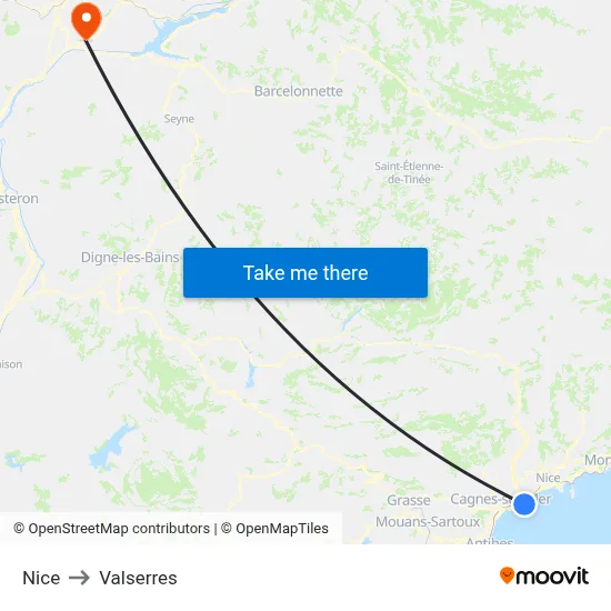 Nice to Valserres map