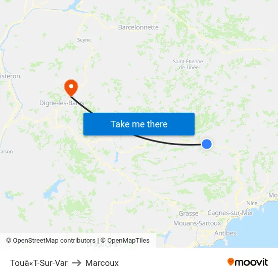 Touã«T-Sur-Var to Marcoux map