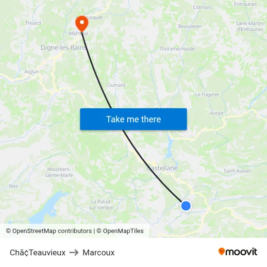 Chã¢Teauvieux to Marcoux map
