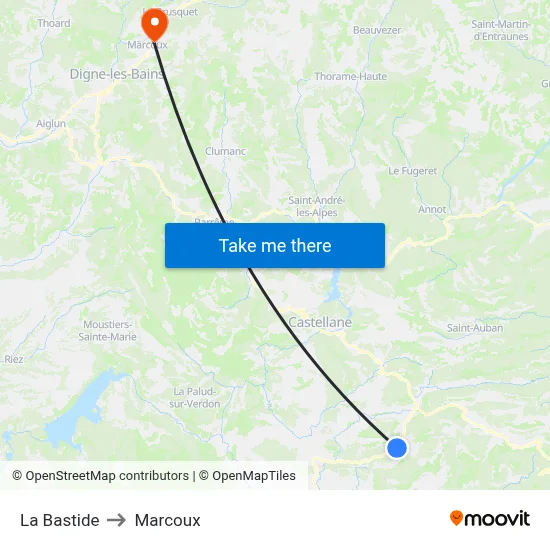 La Bastide to Marcoux map