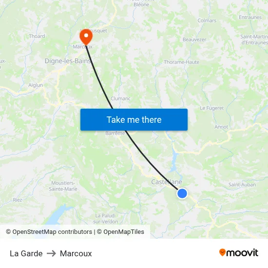 La Garde to Marcoux map