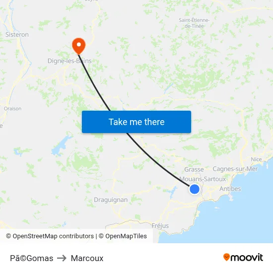 Pã©Gomas to Marcoux map