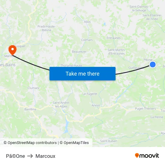 Pã©One to Marcoux map