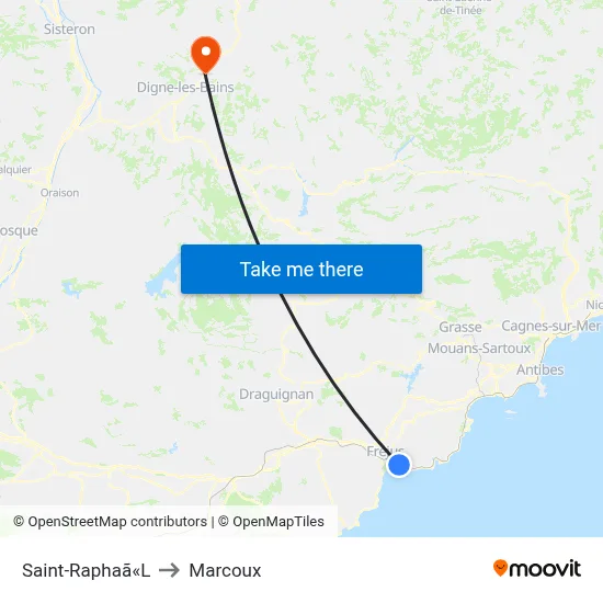 Saint-Raphaã«L to Marcoux map