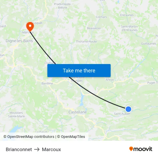 Brianconnet to Marcoux map