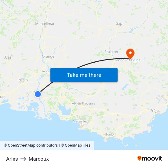 Arles to Marcoux map