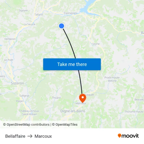 Bellaffaire to Marcoux map