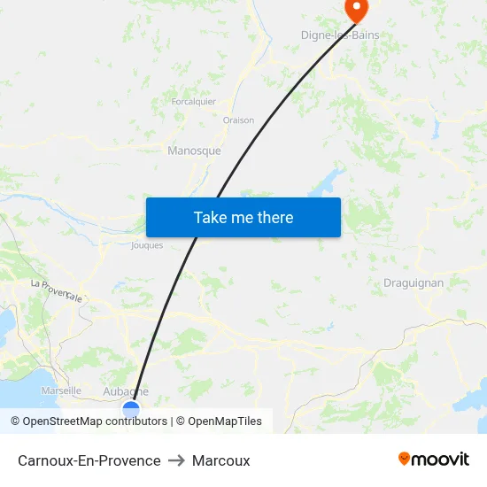 Carnoux-En-Provence to Marcoux map