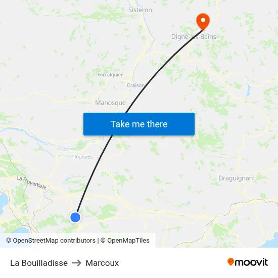 La Bouilladisse to Marcoux map
