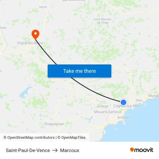 Saint-Paul-De-Vence to Marcoux map