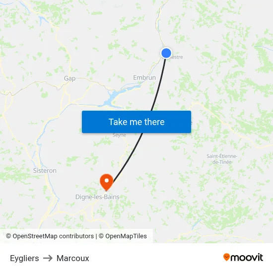 Eygliers to Marcoux map