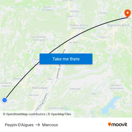 Peypin-D'Aigues to Marcoux map