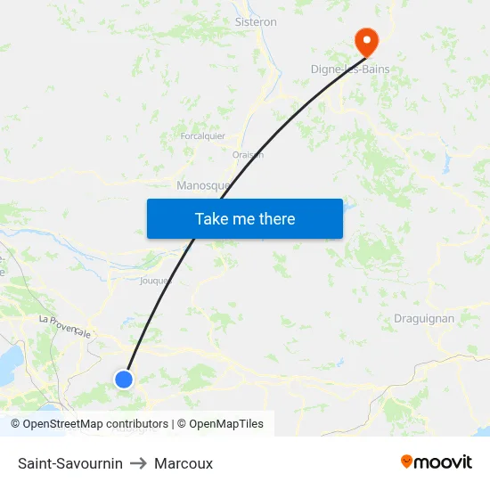 Saint-Savournin to Marcoux map