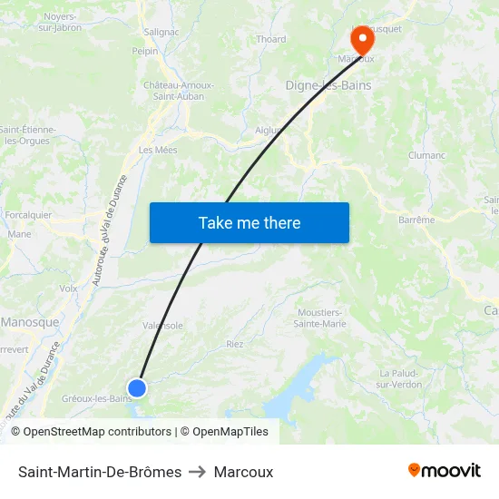 Saint-Martin-De-Brômes to Marcoux map