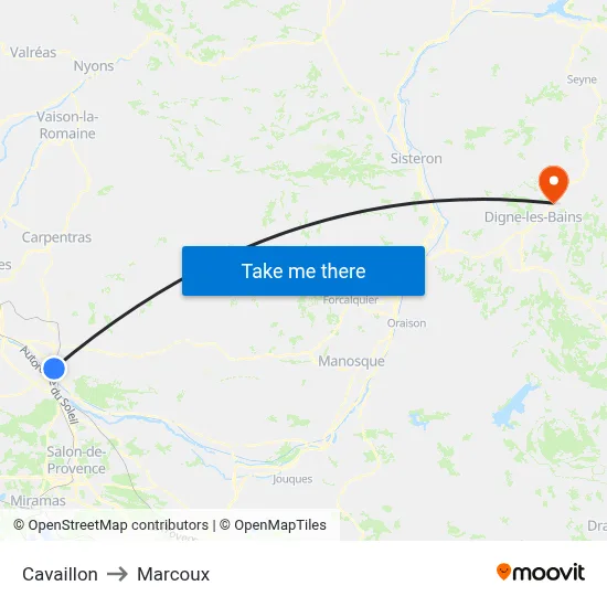 Cavaillon to Marcoux map