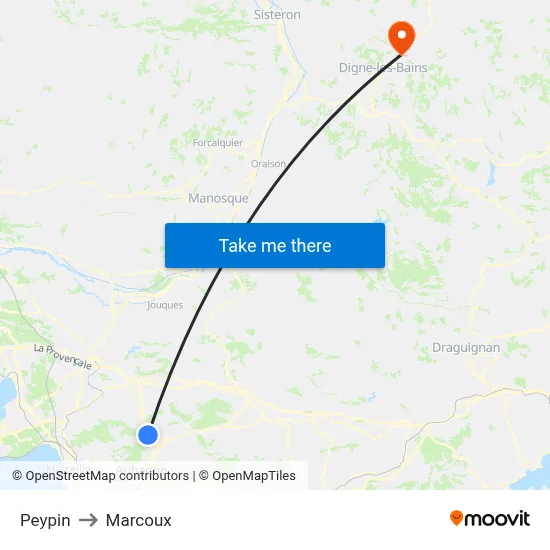 Peypin to Marcoux map
