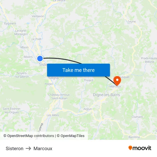Sisteron to Marcoux map