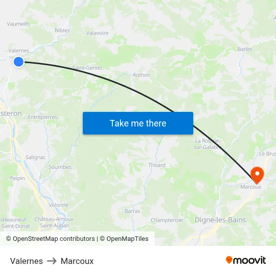 Valernes to Marcoux map