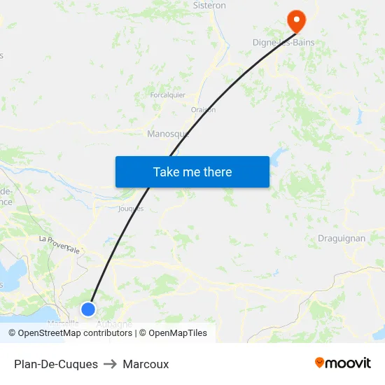 Plan-De-Cuques to Marcoux map