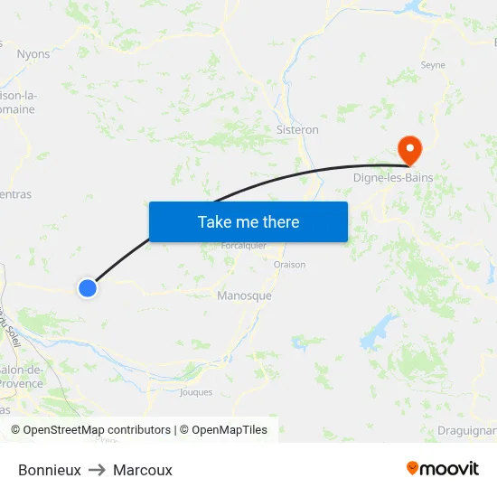Bonnieux to Marcoux map