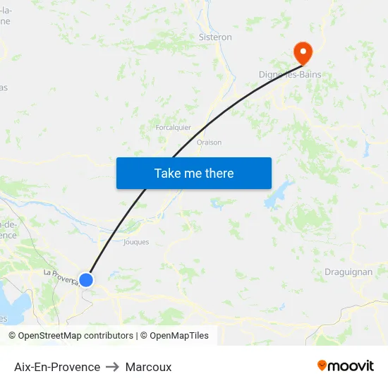 Aix-En-Provence to Marcoux map
