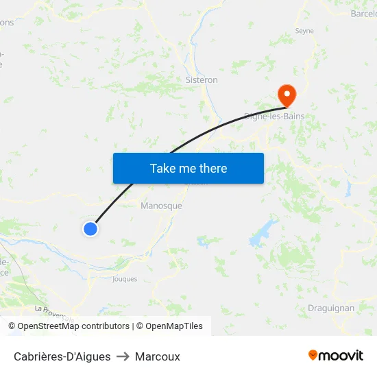 Cabrières-D'Aigues to Marcoux map